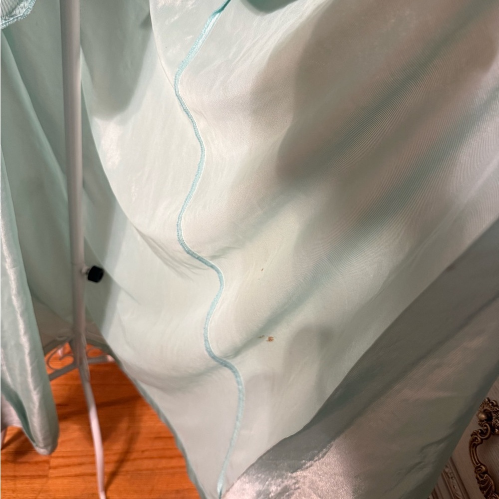 Vintage Light Aqua Ruffle-Trim Women's Robe FLAWED - Sleepwear - Picture 8 of 11